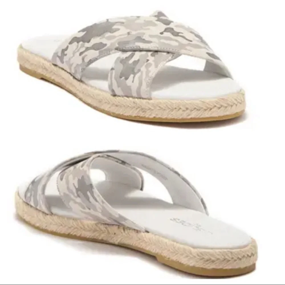 J/Slides Reva Camo Espadrille Sandal Leather Sz 6